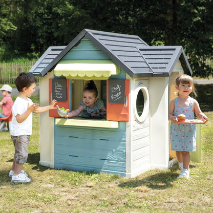 Smoby Life - Chef Spielhaus (124x132x135 cm) mit mind. 60% Recycling-Anteil - wetterfestes Gartenhaus für Kinder mit Verkaufstheke und Spielküche - Outdoor-Imbiss für Garten oder Terrasse - ab 2 Jahre
